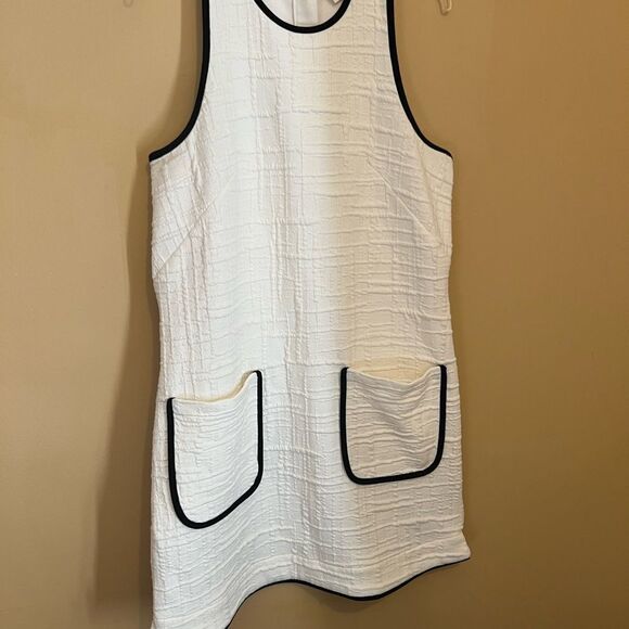 Anthropologie Maeve Patch Pocket Mini Dress M Ivory Black Cotton Stretch NWOT - Picture 5 of 11